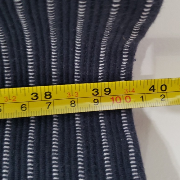 J. Jill Sheath Dress Large Navy Blue Stripe Pockets Work Office Career Corpcore - Picture 4 of 13